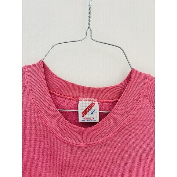 Jerzees Vintage Sweater Palm Beach Ocean Club Bright Pink Neon Puff Sweatshirt - Picture 2 of 3